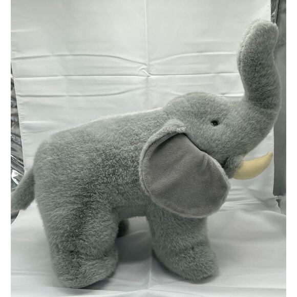 Gray Elephant with Tusks Fiesta Plush Stuffed Animal 16" Standing - Picture 3 of 5